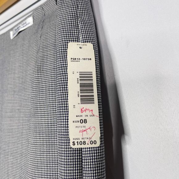 New Pendleton Size 8 Petite Gray Houndstooth Pencil Skirt Virgin Wool Work - Picture 5 of 10